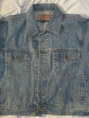 Express Denim Trucker Light Wash Classic Cotton Button Front Oversize XL XXL